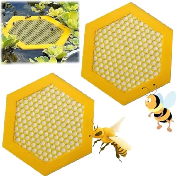 2 pakke flytende biøyer - fargerike bee-insektvannere for hage, sommerfuglvannstasjoner, biebad for pollinatorer Yellow 2pcs