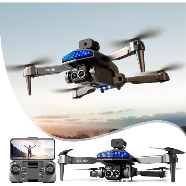 Sammenfoldelig 4K-luftfotograferingsdrone med højdehold og hovedløs tilstand - Fjernbetjening Quadcopter til voksne - Perfekt gave