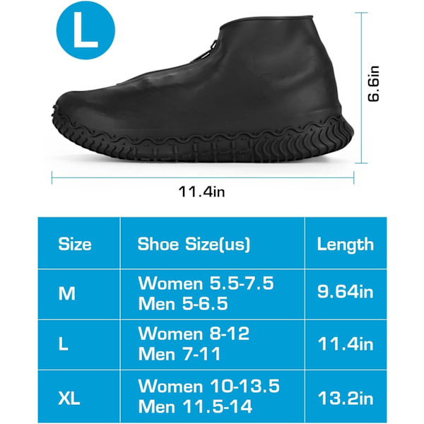 Sommer Hot Sale Vandtætte Skoovertræk til Regn Silikoneovertræk med Lynlås Skridsikre Galocher til Mænd og Kvinder XL Black XL