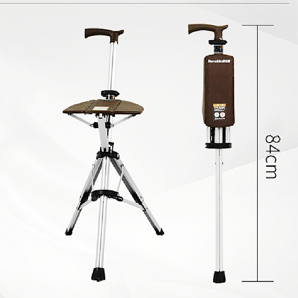 Stol, Bærbar Trekking Vandrestang, Sammenklappelig Spadseretur med Sæde, Vandrestok med Stol, Sammenklappelig Stol, Letvægtsaluminium Brown