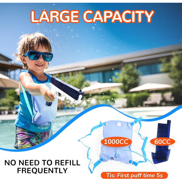 2-Pack elektriske vandpistoler: Sjovt for alle aldre! Stor kapacitet, lang rækkevidde - perfekt til sommerfester. Fantastisk gave til børn og voksne