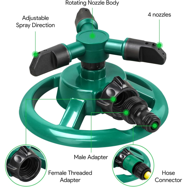 Hagesprinkler, justerbar 360 graders rotasjonsspreder, stort område dekning, flerbruks hagespredere blue