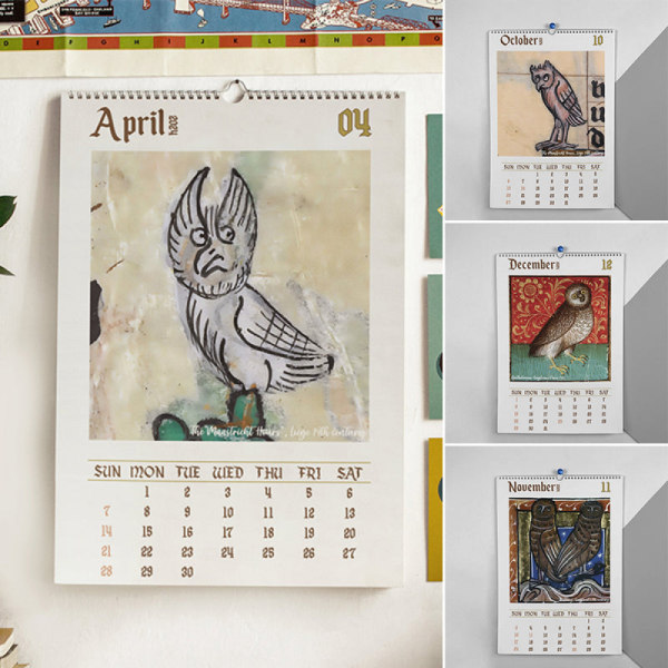 Ugly Medieval Lions Weird Medieval Lion Calendar 2024,Vægkalender Nytårsgave