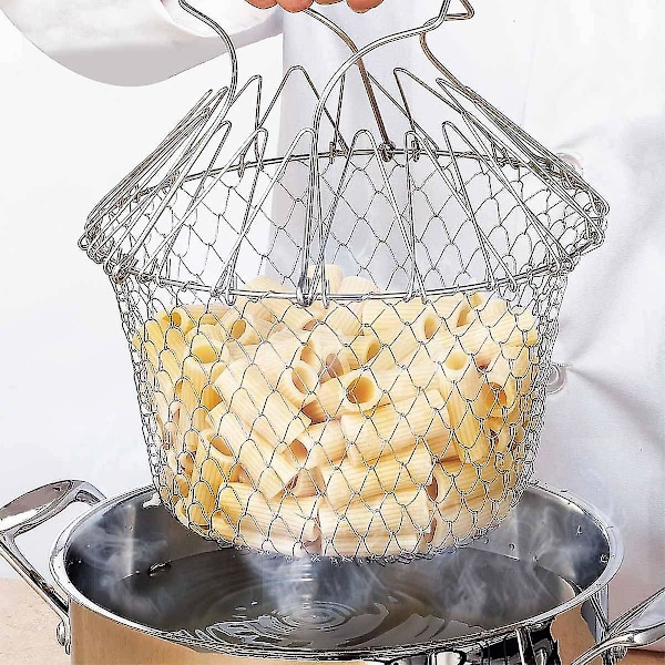 Sommer Hot Sale Sammenklappelig salatslynge med afstivere - Rustfrit stål - Nem opbevaring - Skånsom centrifugering - 22,5 cm