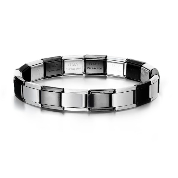 Italiensk inngang sjarm armbånd 18 kjede håndledd punk stil rustfritt stål modulær kjede Italiensk armbånd sjarm kjede for kvinner menn kvinner white and black