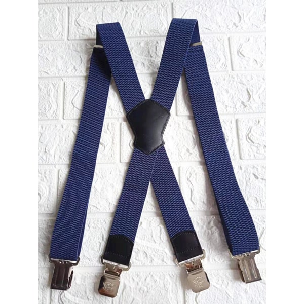 Miesten olkaimet erittäin vahvoilla metallipidikkeillä Leveät 4 cm Heavy Duty -housunkannattimet one size , joka sopii kaikille miehille ja naisille, säädettävä ja joustava X-muoto navy blue