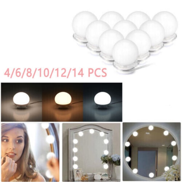 Makeup-spejllys LED-pærer Vanity Makeup Toiletbord USB-spejllys (kun lampe, intet spejl) 10 lights