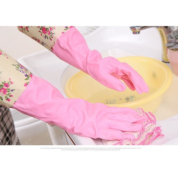 Sommer Hot Sale 2 Par Opvaskehandsker Varme Gummi Plus Fleece Vandtætte Handsker Lange Skridsikre Rengøringshandsker