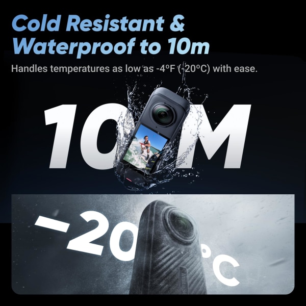 Insta360 X4 - Vattentät 8K 360 Action Cam, 4K-video, AI-redigering, Stabilisering - Perfekt för sport, resor