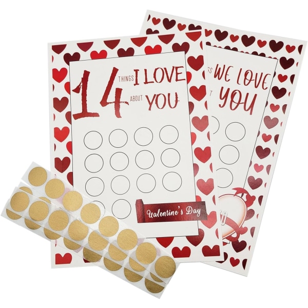 Udtryk din kærlighed med 14 ting, vi/jeg elsker ved dig Skrabekort - 2 STK Valentinsdag Adventskalender - Personlig Valentinsdagsgave