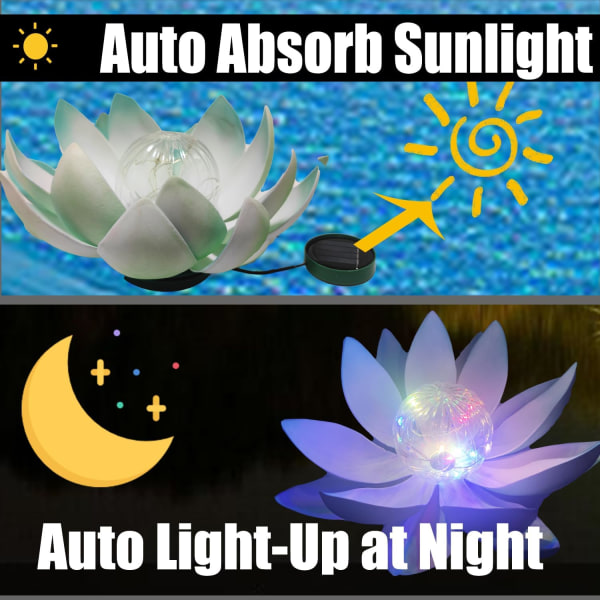 Solar Lotus Pond kelluvat valot - Moniväriset LED-keijuvalot, vedenpitävä allaskoristelu ulkouintiin | Lisää magic uima-altaallesi 2Pack