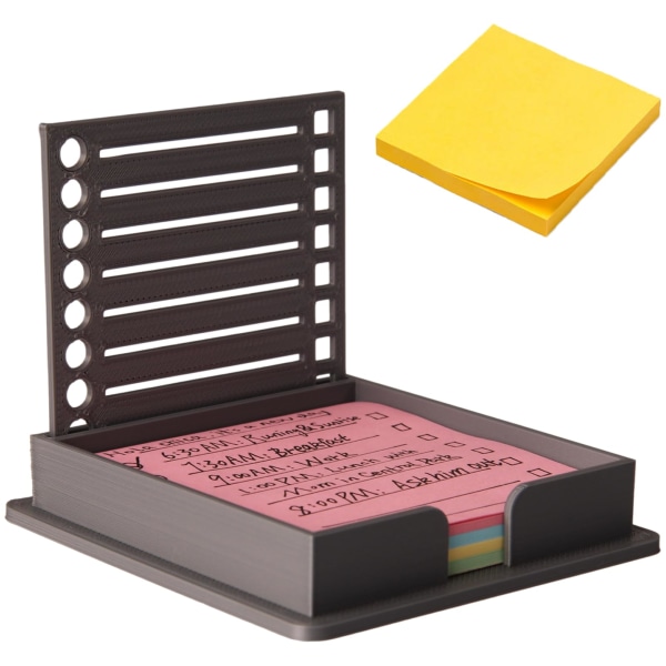 Grå anteckningsmall, klisterlappshållare med stencil, klisterlappsautomat, organizer för 3x3 självhäftande anteckningsblock (klisterlappar innehåller)