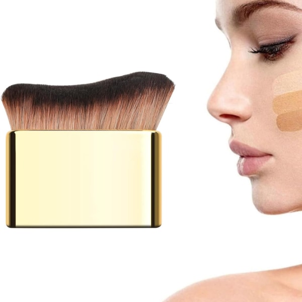 Självgarvningsborste, omedelbar självbruning för ansiktsgarvning och kroppsben Händerträning, stor blandning av bantning Solbränna Face Foundation Makeup-borste gold
