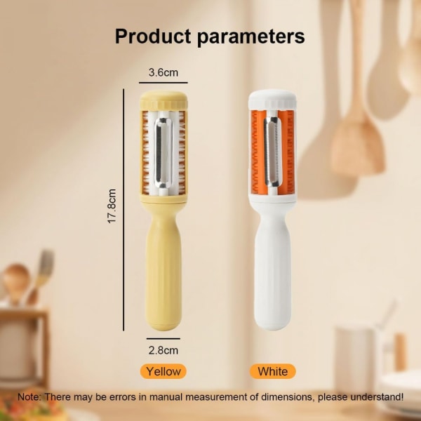 2-i-1 skreller, 2024 ny multifunksjonell grønnsaksskreller, roterende potetskreller, kjøkkenverktøy for gulrøtter, poteter, meloner, frukt, gadget yellow