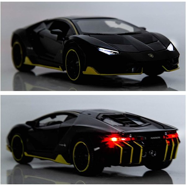Kesän kuuma tarjous Yhteensopiva 1:32 Lamborghini LP770 automallilelun kanssa Lasten ääni- ja valo vetoauto Sinkkiseoslelu Lasten poika tyttö Lahja Musta