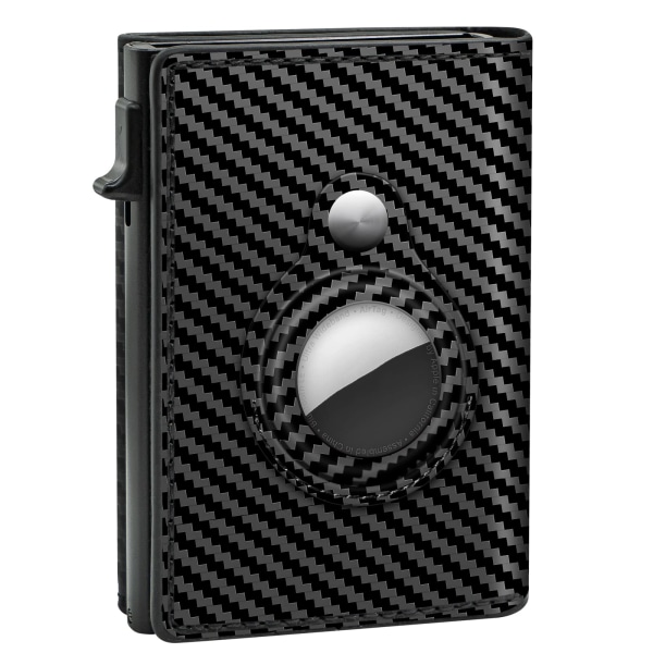 AirTag plånbok Air Tag-plånbok i äkta läder RFID-teknik Kreditkortsväska Minimalistisk plånbok Lämplig för Apple AirTag (AirTag ingår ej), Black-02