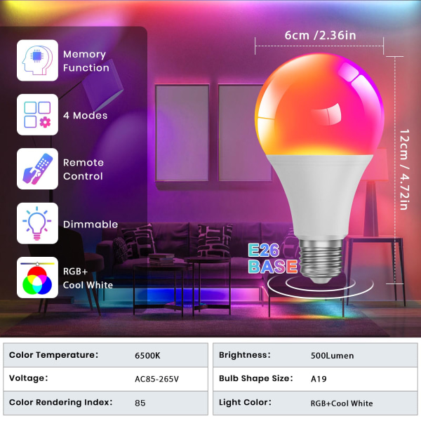 Värikäs rgb-polttimo värillinen hehkulamppu värin vaihtava kaukosäädin led-lamppuvalo A60 muovikääretty alumiininen tunnelmatäyttövalo 16 colors and remote control 5W