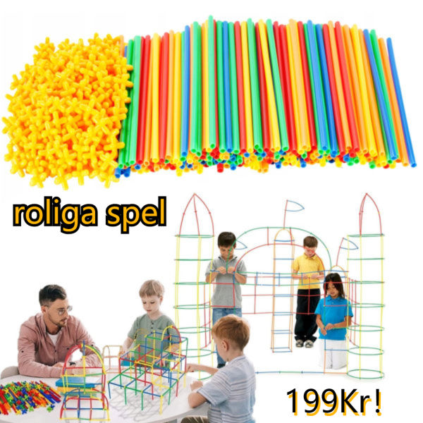 Fort Building Kit 400 Dele - Byggesæt til børn - Skab former i flere farver Bagged 200 tubes+200 connectors