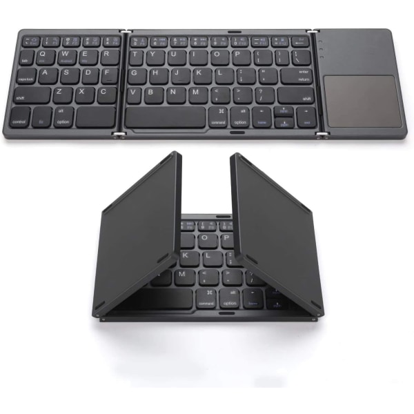 Foldbart Bluetooth-tastatur i lommestørrelse - Mini trådløst tastatur med touchpad, kompatibelt med Android, Windows, tablet
