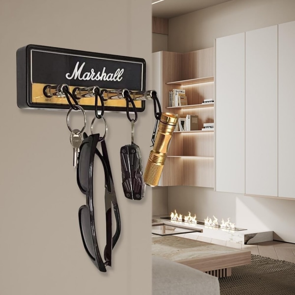 Nyckelhållare för vägg, gitarr nyckelkrokar, JCM800 standard gitarr nyckelring, gitarr förstärkare nyckelhållare krok med 4 nyckelhållare, svart black