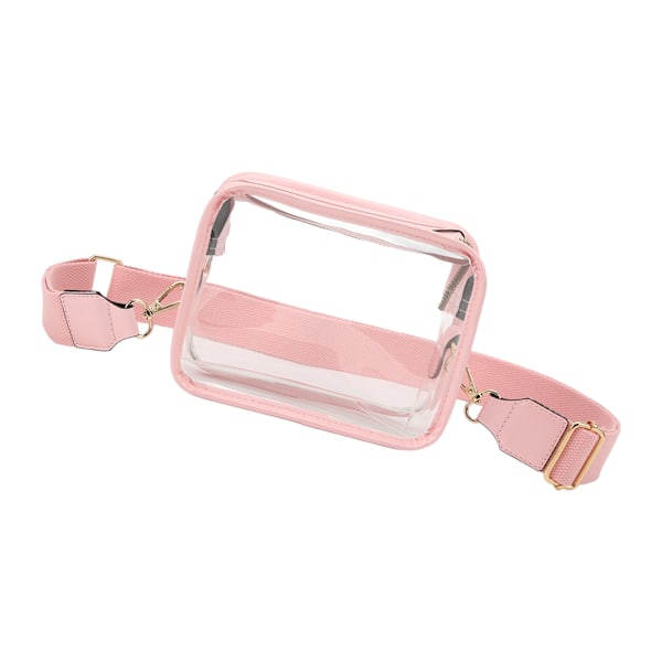 Sommer Hot Sale Gennemsigtig PVC Skuldertaske med Lynlås, Vandtæt, Stadion Godkendt, Håndtaske til Fitness, Shopping, Pink 0.4