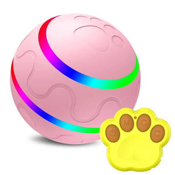 Aktiv rullande boll för hundar, fjärrkontrollerad hundboll, interaktiva hundleksaker, aggressiva chewersleksak, peppig husdjursboll för hundar pink