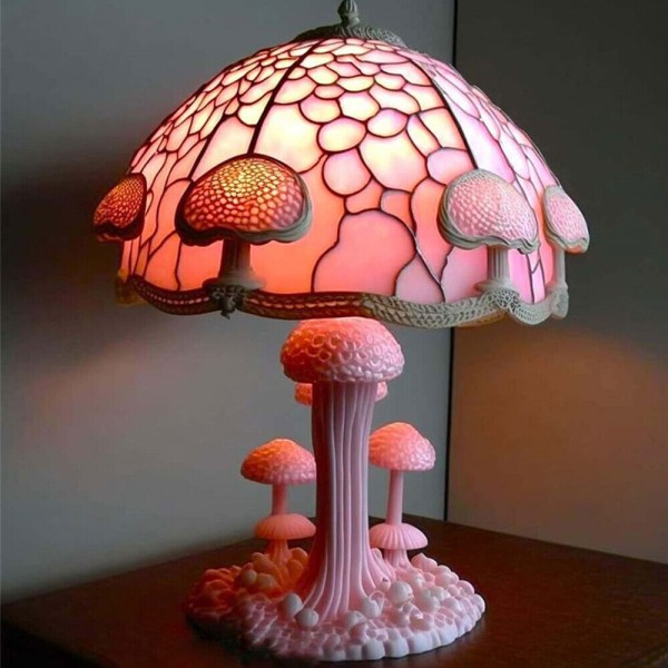 Farvet Resin Flower Mushroom Series Bordlampe 5.9 In Bordlampe Natlampe A