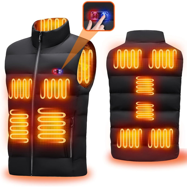 Opvarmet Vest, Opvarmet Vest til Mænd Opvarmet Vest Dame Opvarmede Jakker til Mænd Damer Medium Light Black 11 Heated Zones