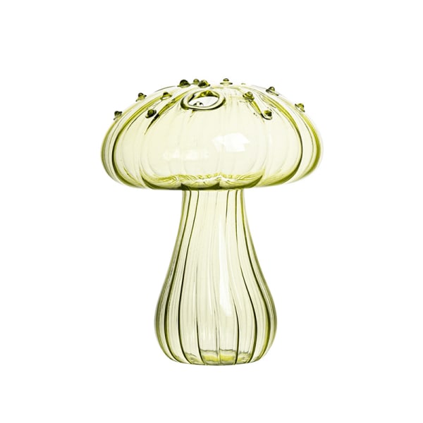 2024 Ny svampformad vas genomskinlig glasvas kreativ heminredning i vardagsrummet Small yellow mushroom