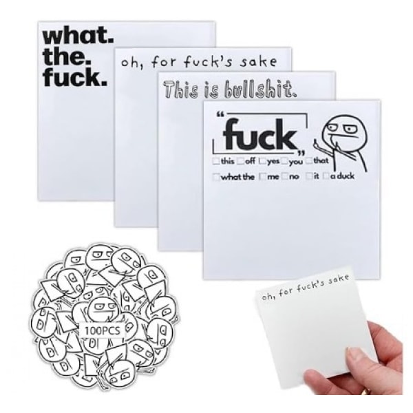 Funny What the Fuck Sticky Notes - Nyhet kontorsmaterial - Rude skrivbordstillbehör - Idealiska julklappar till vänner, medarbetare och chef 6 set