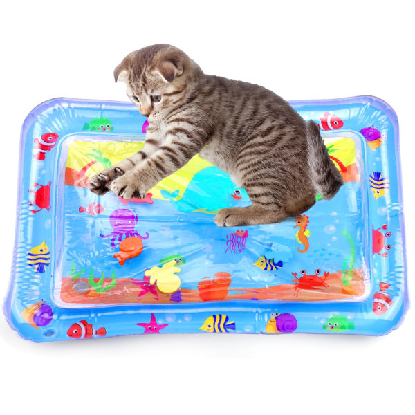 Vandsensorisk legemåtte til katte, kattelegetøj til kede indendørs katte, innovativ vandsensormåtte til katte til uendelig selvleg