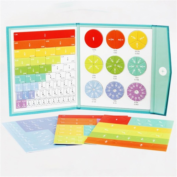 Børn Magnetisk Brøk Lære Matematik Legetøj Træ Brøkbog Sæt Læremidler Aritmetisk Indlæring Pædagogisk legetøj