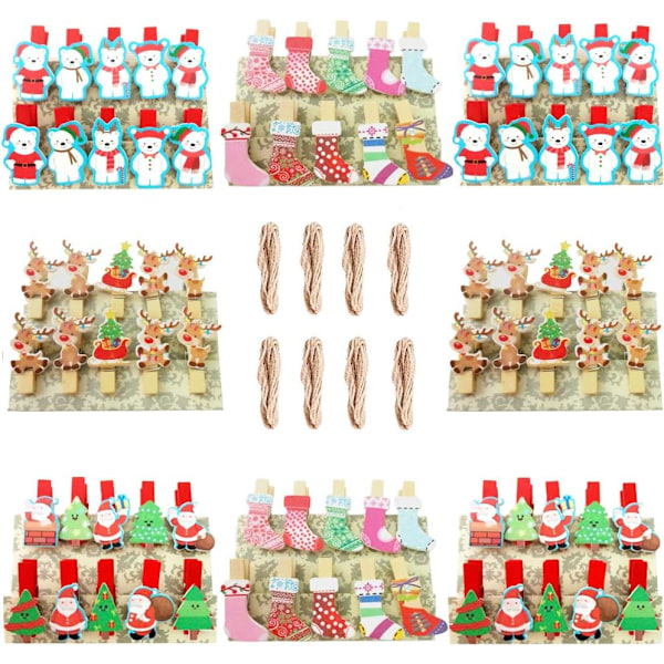 Sommer Hot Sale 80 stk Mini Klesklyper i Tre, Juledekorasjon