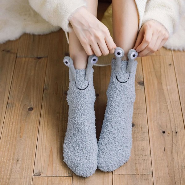 2 par The Floor Socks Sovestrømper til piger Mellemrørsstrømper Stilfuld Thicken Gray aldult