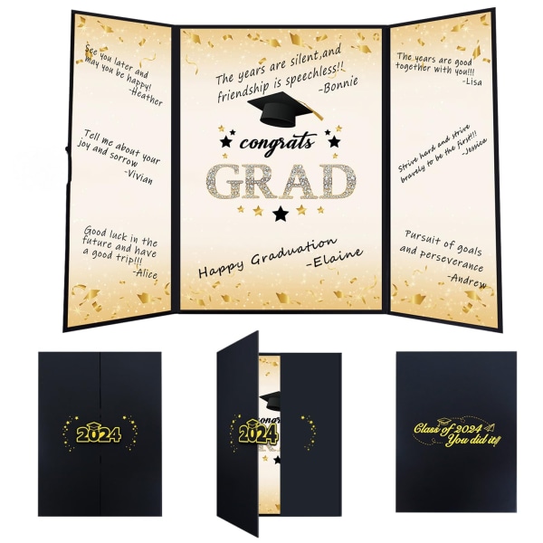 2024 Graduation Guestbook Replacement, 2024 College High School Graduation Signatur Tillykke, Unik eksamensgave til venner 21.5x30cm black