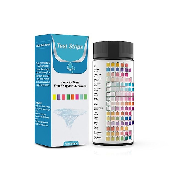 Sommer Udsalg 16 i 1 Vandtest Kit Til Drikkevand 100 Strips Brønd- Og Drikkevandstest Kit Vandtest Strips Med Hårdhed