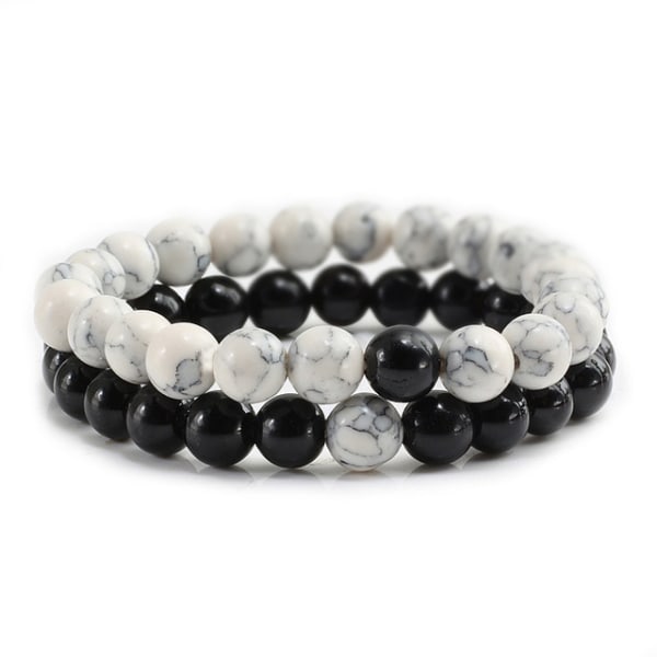 8MM menn Pearl armbånd par matchende armbånd sett matt lav Matte Black