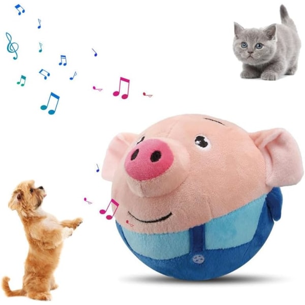 Talking Moving Pet Plyschleksak - Interaktiv hund- och kattleksak. Piper bolldesign, tvättbar tecknad grisplysch, söt Shake Bounce Toy Pink Pig