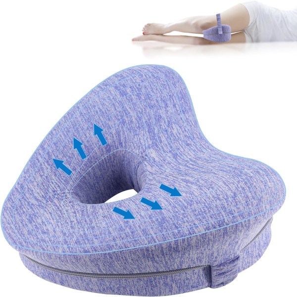 Ergonomisk rygsøjlepude Knæpude, Memory Foam Benpude med stropper til sidesove, Hofte Sovepude, Leg Positioner Elevation Pude Blue