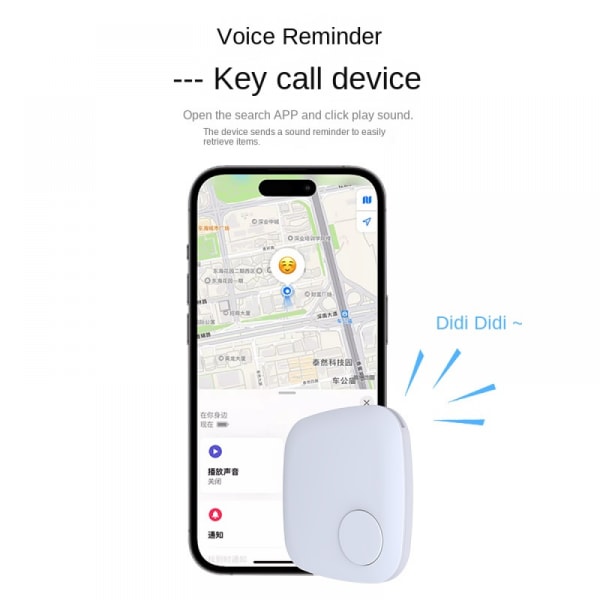 Bluetooth seuranta, avainten etsintä ja avaimien, laukkujen ja muiden kohteiden paikannus, Find My -toiminto, puhelinhaku iOS-yhteensopiva white