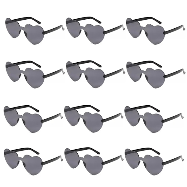 Sommer Hot Sale 12 Par Hjerteformede Solbriller til Kvinder Kantløse Hjertebriller Polterabend Solbriller Bulk Valentinsdagsgaver