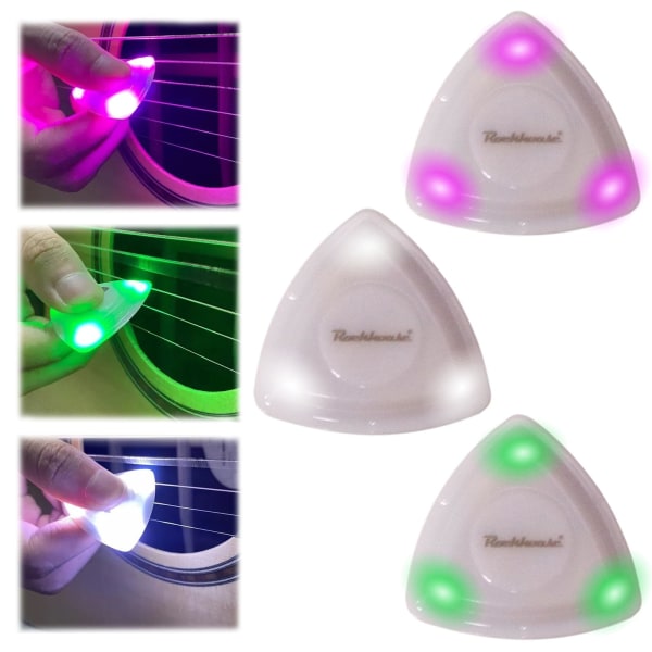 Beat picks - Beatpicks lyser op guitar pick, blændende farverigt belyst guitar plectrum - Auto LED-glødende pick for forbedret scenepræstation