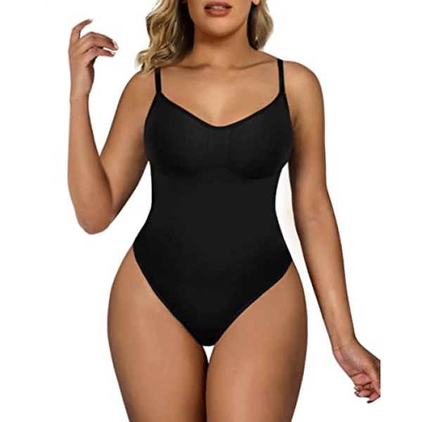 Bodysuit for kvinner Magekontroll Shapewear Seamless Sculpting Thong Body Shaper Tank Top black XL