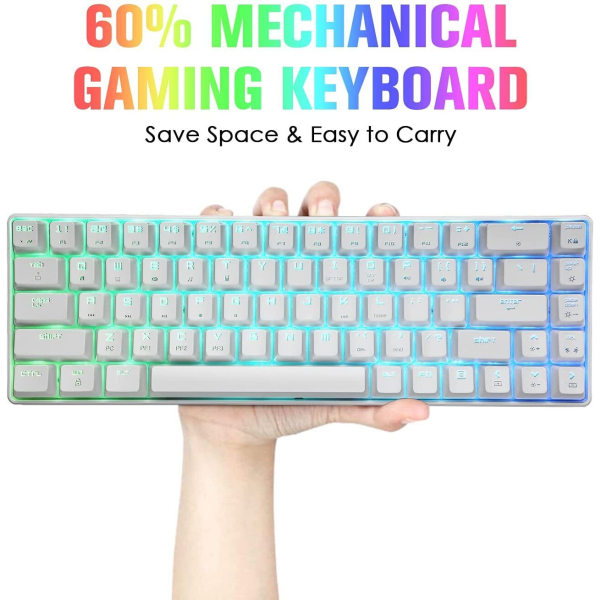 60 % mekanisk gaming-tastatur Kablet RGB-baggrundsbelyst til pc-computer PS4 Xbox one White