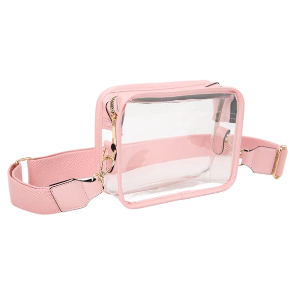 Sommarrea Transparent PVC Axelväska med Dragkedja, Vattentät, Godkänd för Stadion, Handväska för Fitness, Shopping, Rosa 0.4