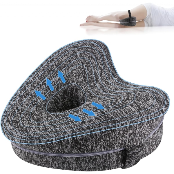 Ergonomisk rygsøjlepude Knæpude, Memory Foam Benpude med stropper til sidesove, Hofte Sovepude, Leg Positioner Elevation Pude Gray