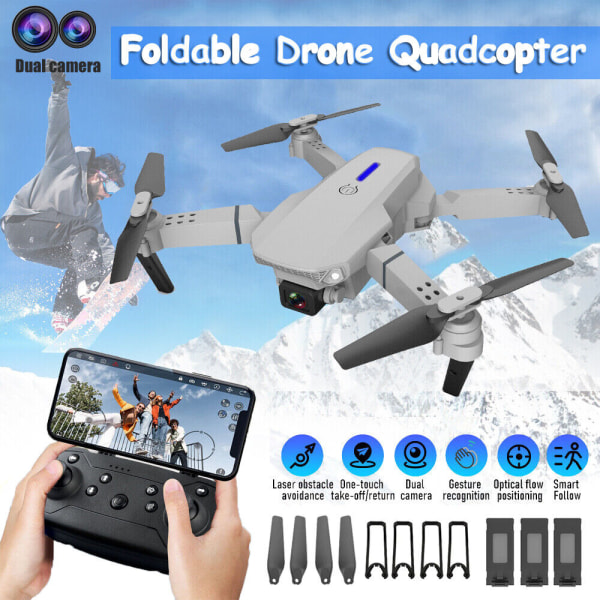 Sammenfoldelig Drone 4K HD Selfie Drone Camera RC Quadcopter til børn, voksne, begyndere
