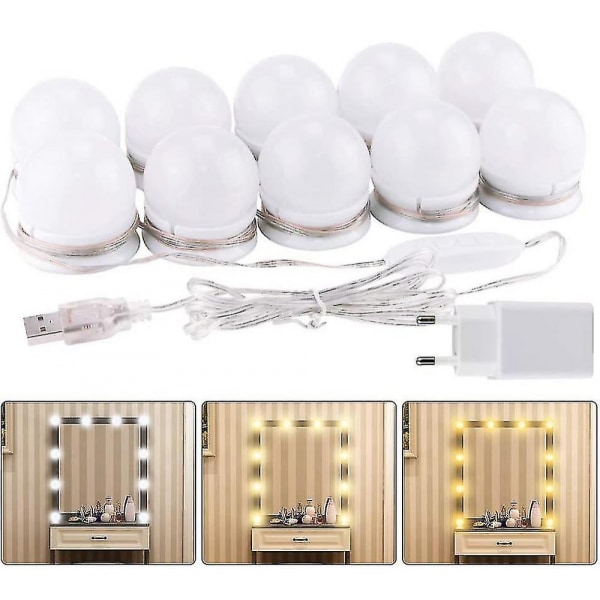 LED-vaskelamper til spejl Hollywood-stil-vaskelamper 2-14 dæmpbare pærer (kun lampe, intet spejl) 10 lights