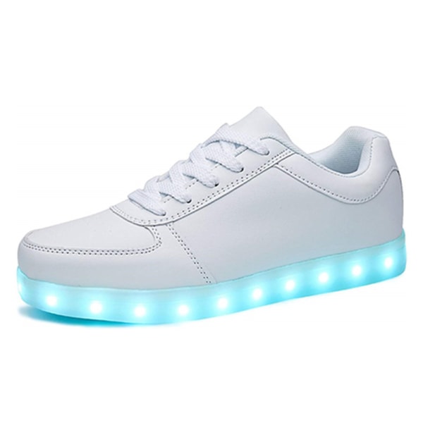 USB Opladning Light Up Sko Sports LED Sko Dance Sneakers white 36