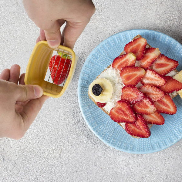 Jordgubbsskärare - Cup Slicer - Cup Fruit Slicer - Cup Slicer Handhållen - 2024 Ny Mini Fruit Slicer Cup - Jordgubbsskärare i rostfritt stål blue